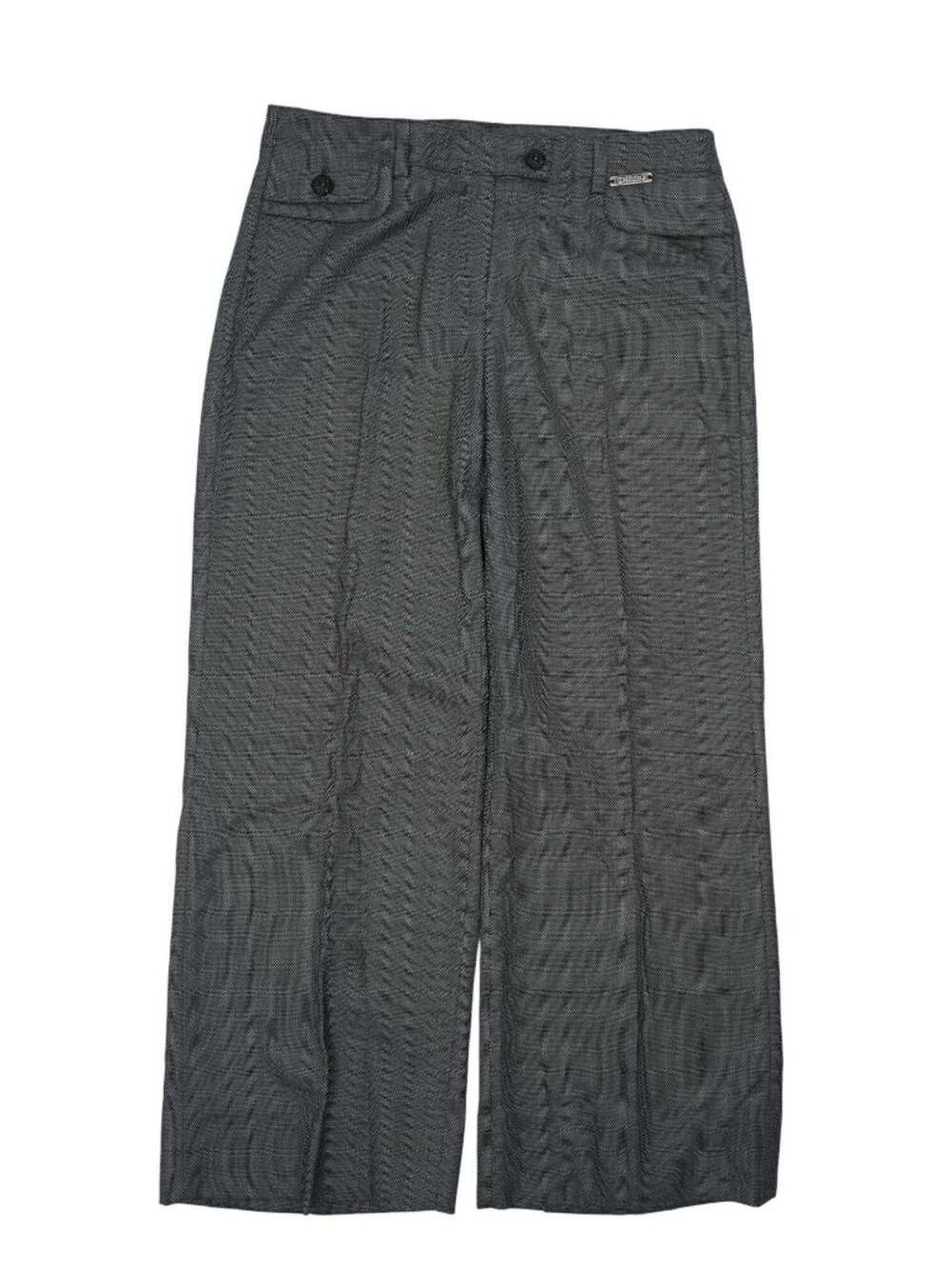 Galliano Capri Pleated Pants Diamond Pattern in Black